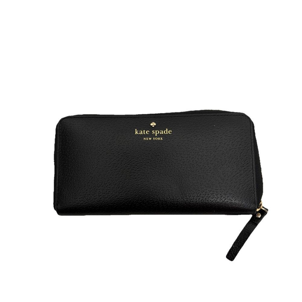 kate spade new york Black Women’s Zip-Around Wallet w/ Zipper Logo Card Slots